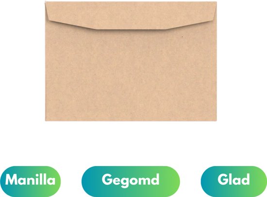 Yonico - Manilla Enveloppen - C6 Formaat 114 x 162 mm - 80 Gram - Bruin - Gegomd - 50 stuks