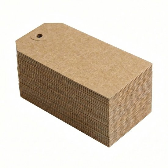 Yonico – Prijslabel – 63 × 125 mm – Bruin Kraftpapier – Verstevigd Oog