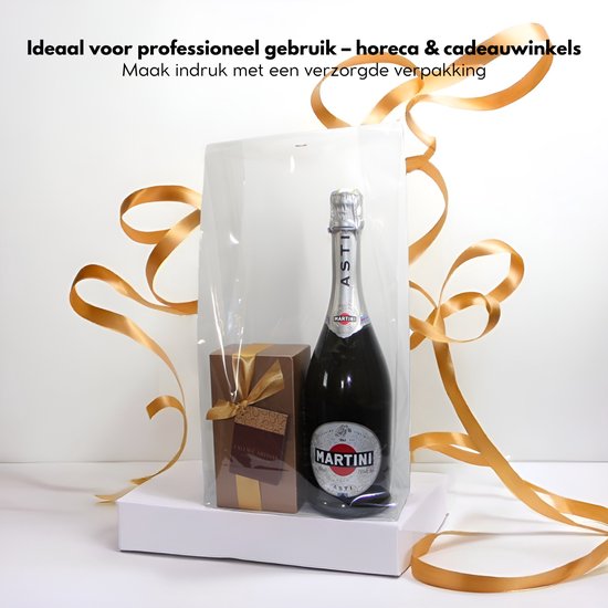 Yonico - Blokbodemzakjes Plastic Transparant - 210+90x410mm - 100% Polypropyleen - Recyclebaar - Uitdeelzakjes - Rechthoekige Blokbodem Zak - Voedsel Verpakking - 100 Stuks