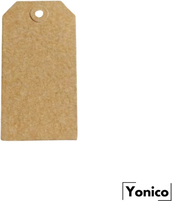 Yonico – Prijslabel – 51 × 100 mm – Bruin Kraftpapier – Verstevigd Oog