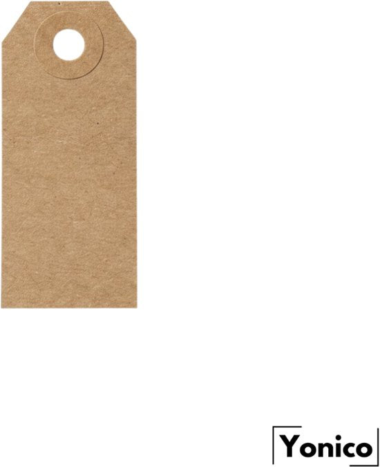 Yonico – Prijslabel – 26 × 64 mm – Bruin Kraftpapier – Verstevigd Oog