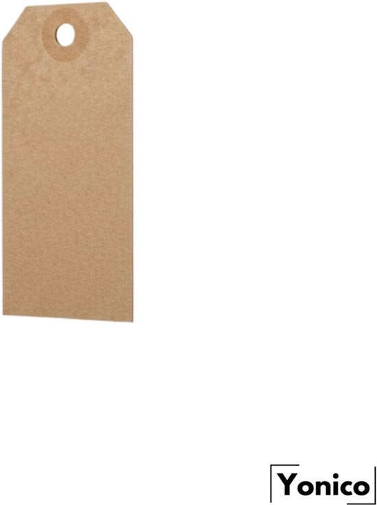 Yonico – Prijslabel – 38 × 80 mm – Bruin Kraftpapier – Verstevigd Oog