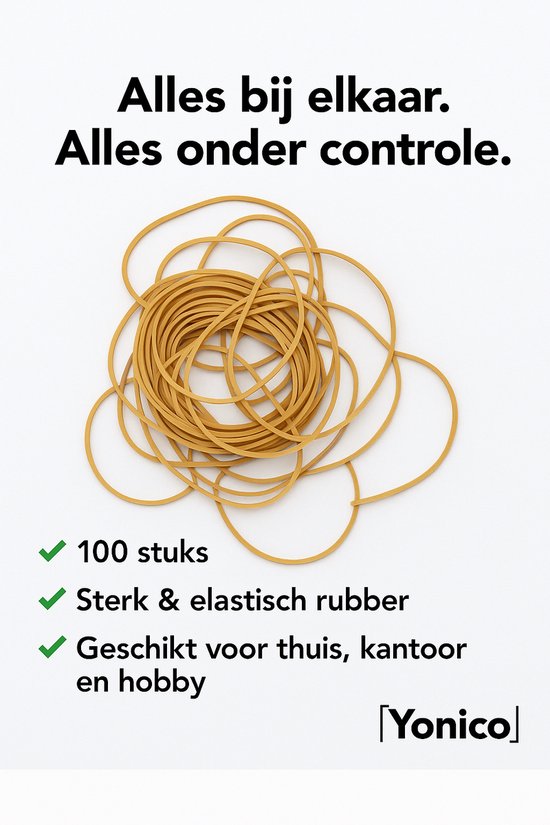 Yonico - Elastieken - Geel - Stevig - Kantoor - Hobby - Knutsel - 100 stuks