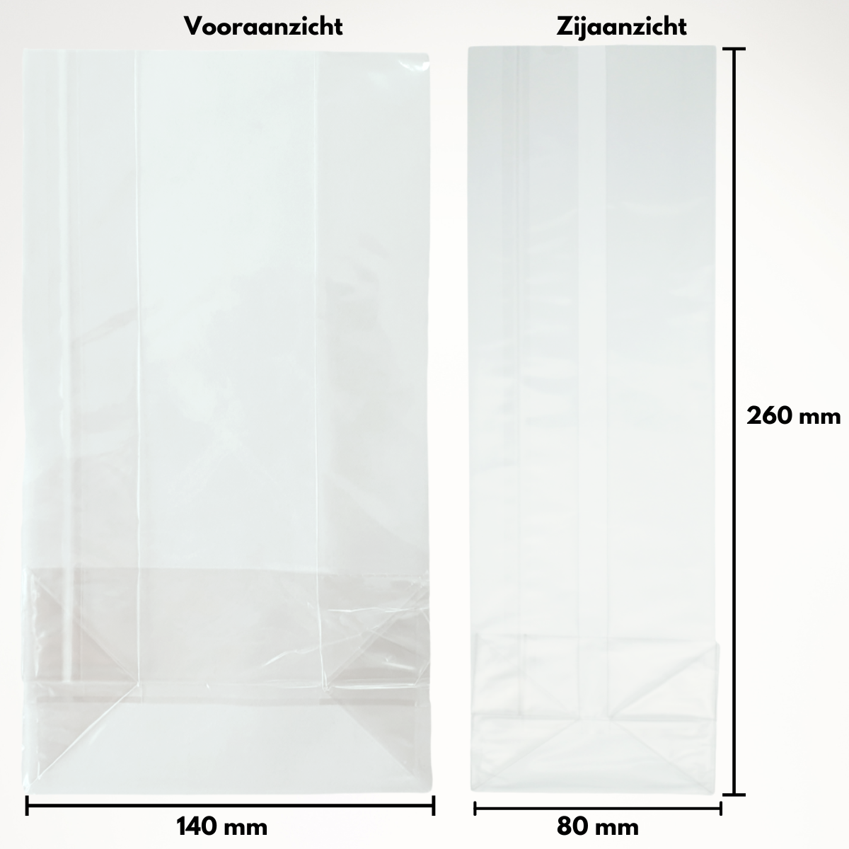 Blokbodemzakjes | 140 x 80 x 260 mm