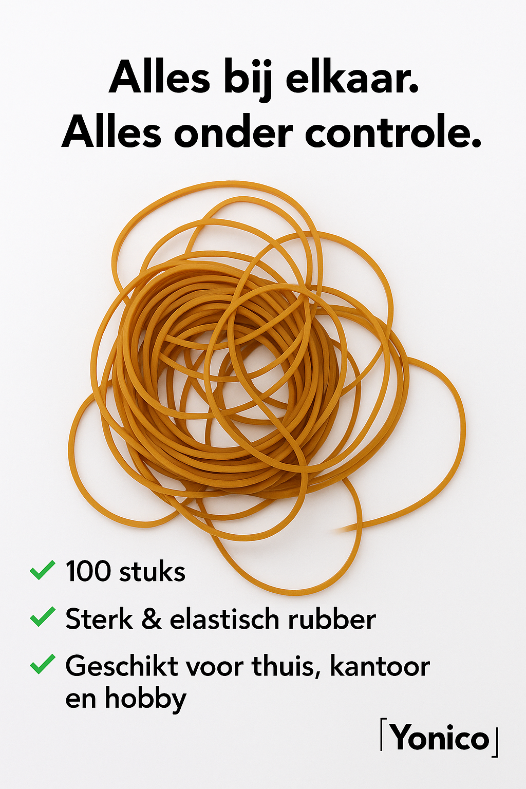 Yonico - Elastieken Rubber – Set van 100 stuks