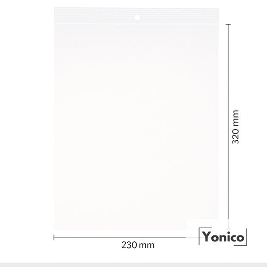 Yonico - Gripzakken – Hersluitbare Verpakkingszakjes – 230 x 320 mm – 50 micron – Transparant – 100 stuks