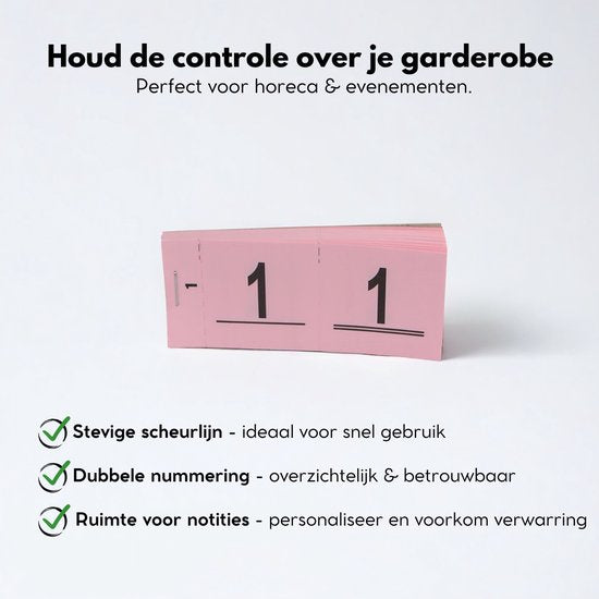 Yonico - Gardarobenummers - Lootjes - Nummerset - Dubbelnummer - Roze