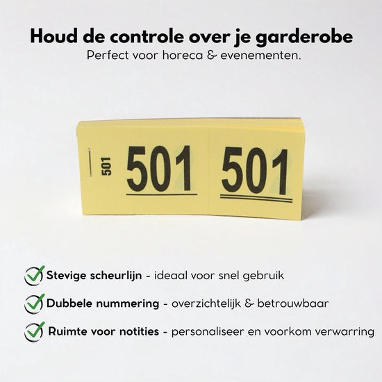 Yonico - Gardarobenummers - Lootjes - Nummerset - Dubbelnummer - Geel