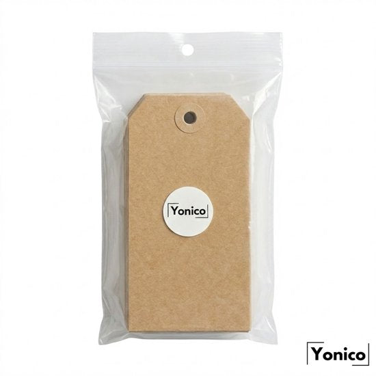 Yonico – Prijslabel – 63 × 125 mm – Bruin Kraftpapier – Verstevigd Oog