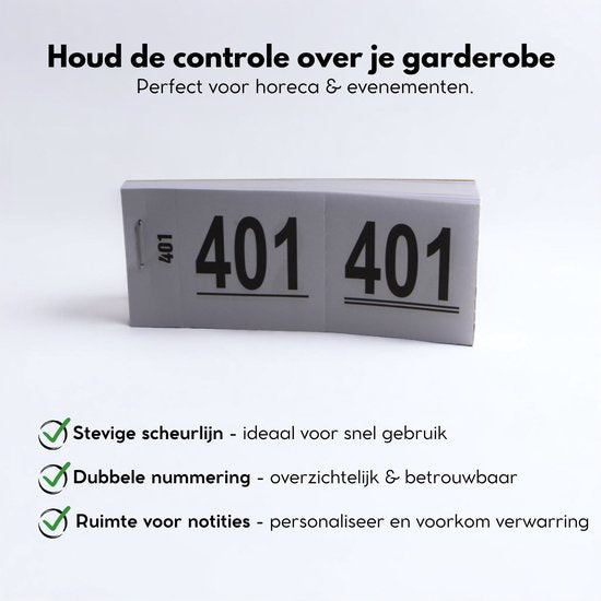 Yonico - Gardarobenummers - Lootjes - Nummerset - Dubbelnummer - Wit