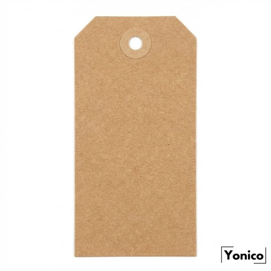 Yonico – Prijslabel – 63 × 125 mm – Bruin Kraftpapier – Verstevigd Oog